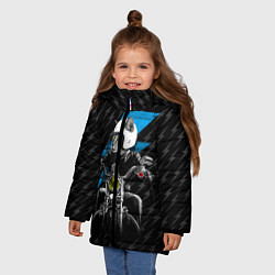 Куртка зимняя для девочки Кот байкер, цвет: 3D-светло-серый — фото 2