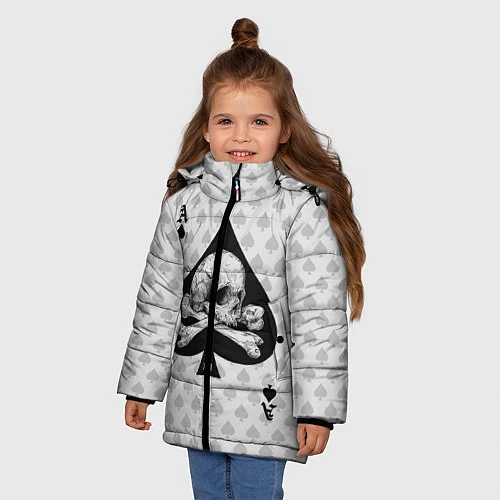 Зимняя куртка для девочки Смертельный туз / 3D-Светло-серый – фото 3