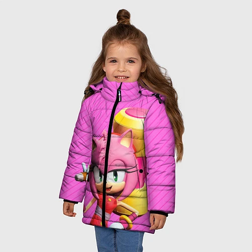 Зимняя куртка для девочки Amy Rose / 3D-Светло-серый – фото 3