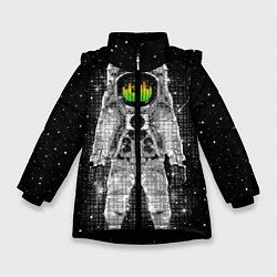 Куртка зимняя для девочки Музыкальный космонавт, цвет: 3D-черный