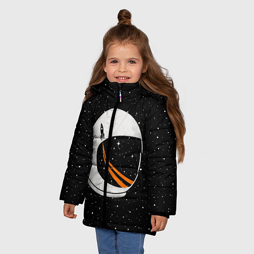 Зимняя куртка для девочки Шлем астронавта / 3D-Светло-серый – фото 3