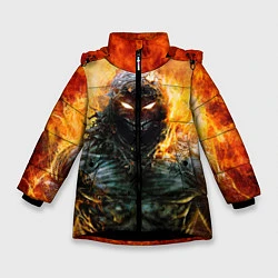 Куртка зимняя для девочки Disturbed: Monster Flame, цвет: 3D-черный