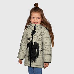 Куртка зимняя для девочки Музыкальный самоубийца, цвет: 3D-светло-серый — фото 2