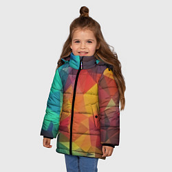 Куртка зимняя для девочки Цветные полигоны, цвет: 3D-черный — фото 2