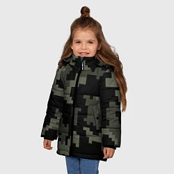 Куртка зимняя для девочки Камуфляж пиксельный: черный/серый, цвет: 3D-красный — фото 2
