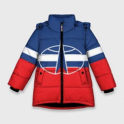Куртка зимняя для девочки Флаг космический войск РФ, цвет: 3D-черный