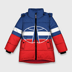 Куртка зимняя для девочки Флаг космический войск РФ, цвет: 3D-красный