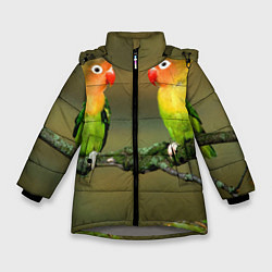 Зимняя куртка для девочки Два попугая