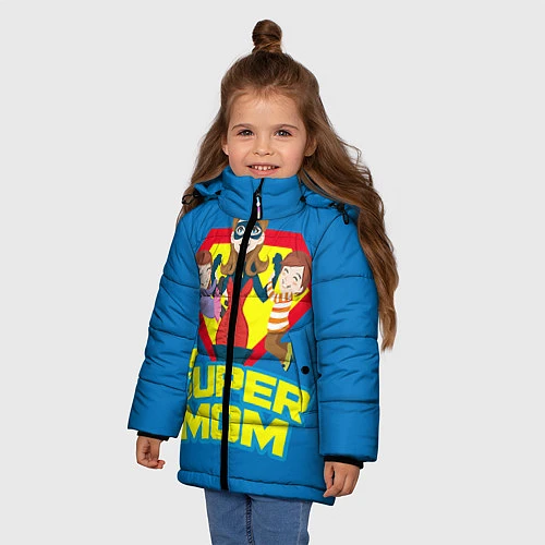 Зимняя куртка для девочки Супермама / 3D-Светло-серый – фото 3