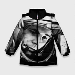 Куртка зимняя для девочки Гагарин космонавт, цвет: 3D-черный