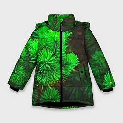 Куртка зимняя для девочки Зелёная ель, цвет: 3D-черный