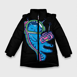Куртка зимняя для девочки Космокот 1, цвет: 3D-черный