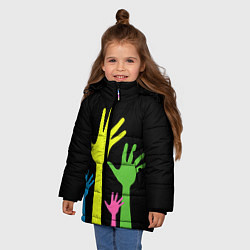 Куртка зимняя для девочки Руки вверх!, цвет: 3D-черный — фото 2