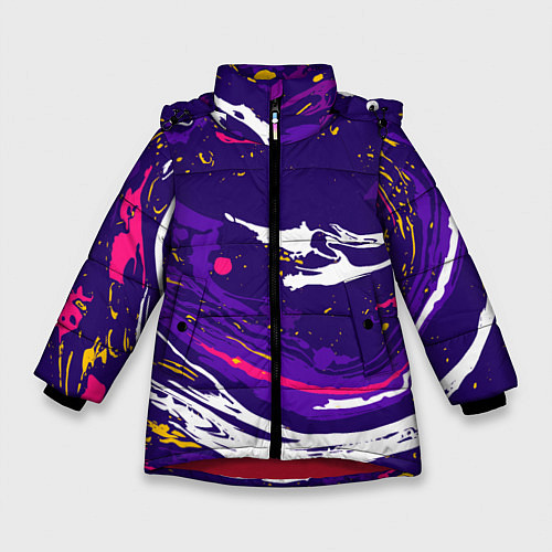 Зимняя куртка для девочки Фиолетовый акрил / 3D-Красный – фото 1