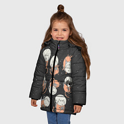 Куртка зимняя для девочки Космические котики, цвет: 3D-черный — фото 2