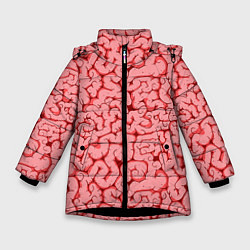 Куртка зимняя для девочки Мозг, цвет: 3D-черный