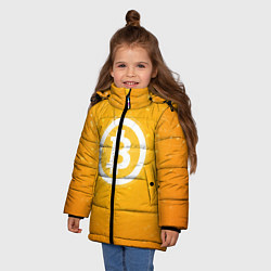 Куртка зимняя для девочки Bitcoin Orange, цвет: 3D-черный — фото 2