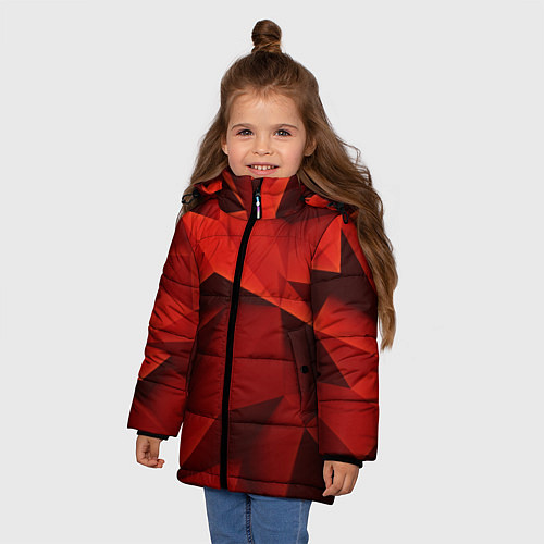 Зимняя куртка для девочки Грани геометрии / 3D-Светло-серый – фото 3