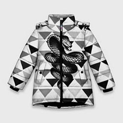 Куртка зимняя для девочки Snake Geometric, цвет: 3D-черный