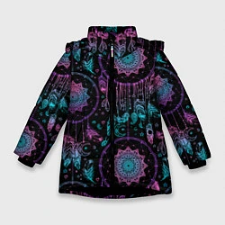 Куртка зимняя для девочки Ловцы снов, цвет: 3D-черный
