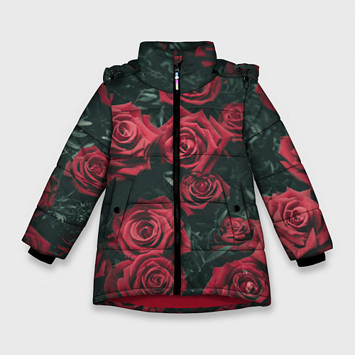 Зимняя куртка для девочки Бархатные розы / 3D-Красный – фото 1