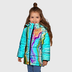 Куртка зимняя для девочки Цветные разводы, цвет: 3D-черный — фото 2