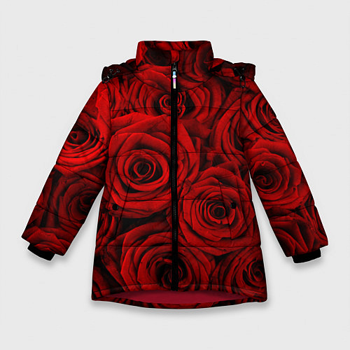 Зимняя куртка для девочки Красные розы / 3D-Красный – фото 1