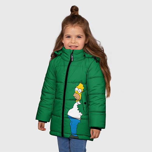 Зимняя куртка для девочки Гомер в кустах / 3D-Светло-серый – фото 3