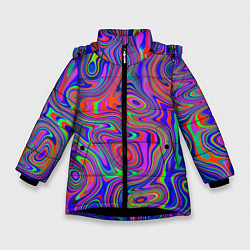 Куртка зимняя для девочки Цветная текстура 5, цвет: 3D-черный