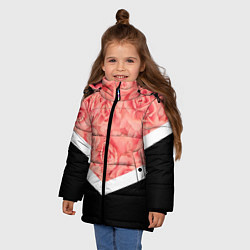 Куртка зимняя для девочки Розовые розы, цвет: 3D-черный — фото 2