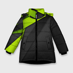 Куртка зимняя для девочки Спортивная геометрия 6, цвет: 3D-черный