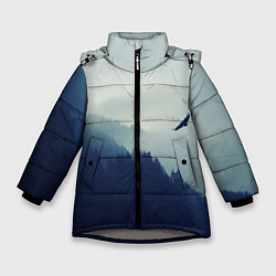 Куртка зимняя для девочки Орел над Лесом, цвет: 3D-светло-серый