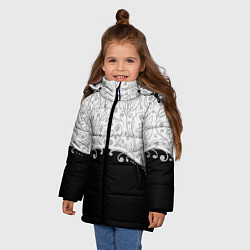 Куртка зимняя для девочки Флористика, цвет: 3D-черный — фото 2