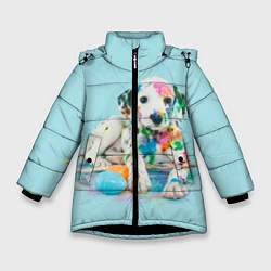 Куртка зимняя для девочки Юный художник, цвет: 3D-черный