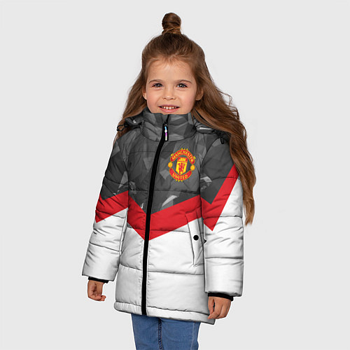Зимняя куртка для девочки Man United FC: Grey Polygons / 3D-Светло-серый – фото 3