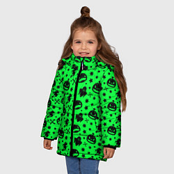 Куртка зимняя для девочки Хэллоуин кислота, цвет: 3D-черный — фото 2