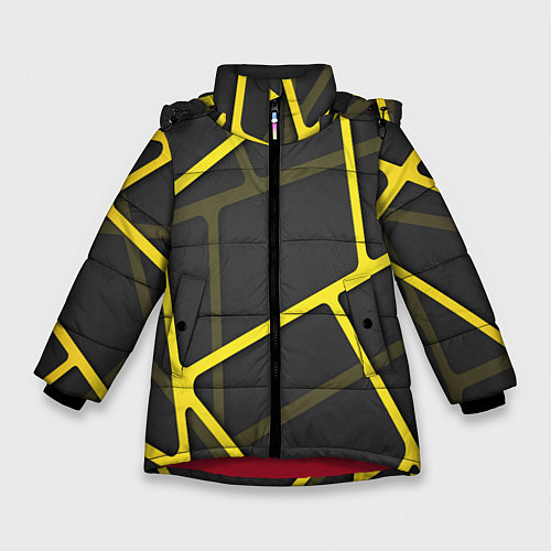 Зимняя куртка для девочки Желтая сетка / 3D-Красный – фото 1