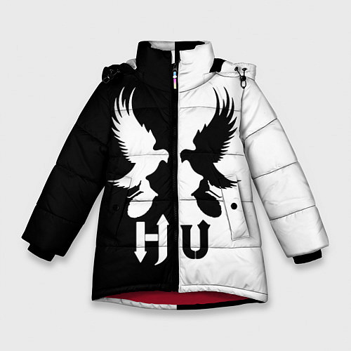 Зимняя куртка для девочки HU: Black & White / 3D-Красный – фото 1