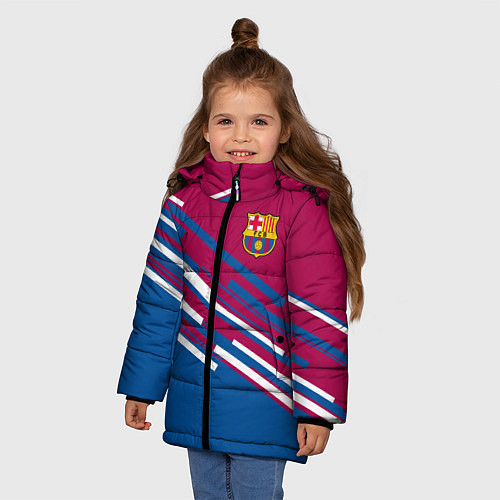 Зимняя куртка для девочки Barcelona FC: Sport Line 2018 / 3D-Светло-серый – фото 3
