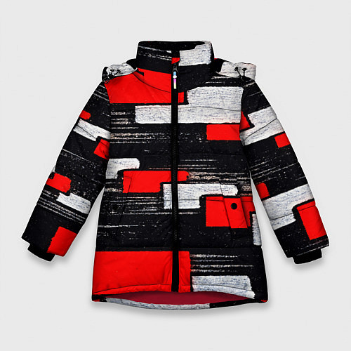 Зимняя куртка для девочки Необычная текстура / 3D-Красный – фото 1