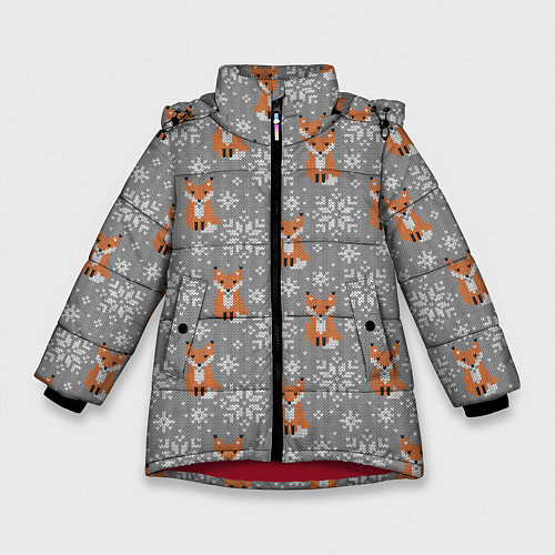 Зимняя куртка для девочки Зимние лисицы / 3D-Красный – фото 1