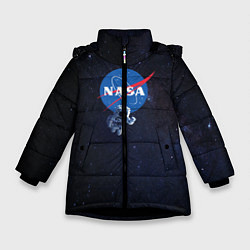 Куртка зимняя для девочки NASA: Hello World, цвет: 3D-черный