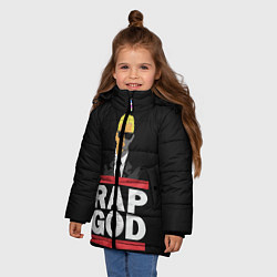 Куртка зимняя для девочки Rap God Eminem, цвет: 3D-черный — фото 2