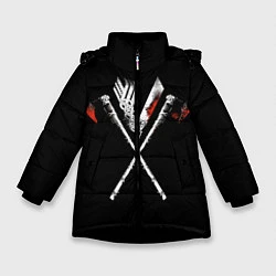 Куртка зимняя для девочки Викинги, цвет: 3D-черный