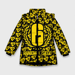 Куртка зимняя для девочки Rainbow Six: Champion Yellow, цвет: 3D-черный