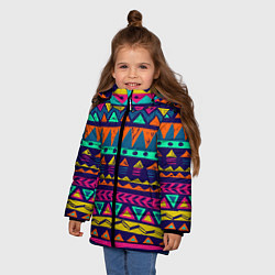 Куртка зимняя для девочки Индейский орнамент, цвет: 3D-черный — фото 2