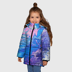 Куртка зимняя для девочки Tie-Dye Blue & Violet, цвет: 3D-черный — фото 2