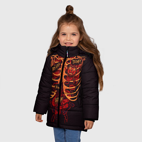 Зимняя куртка для девочки Человеческий скелет / 3D-Светло-серый – фото 3