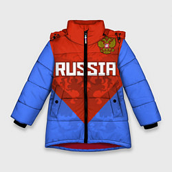 Куртка зимняя для девочки Russia Red & Blue, цвет: 3D-красный