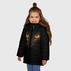 Куртка зимняя для девочки Кошачий взгляд, цвет: 3D-черный — фото 2
